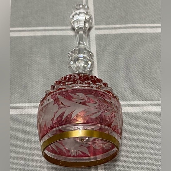 Vintage Collectible Bell Marchioness by Ebeling & Reuss Clear Ruby Gold Rim - Picture 7 of 10